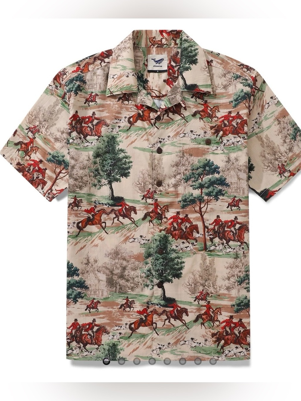 Men's Yiume Hawaiian Shirt For Men Field Horse Racing Shirt Camp Collar L